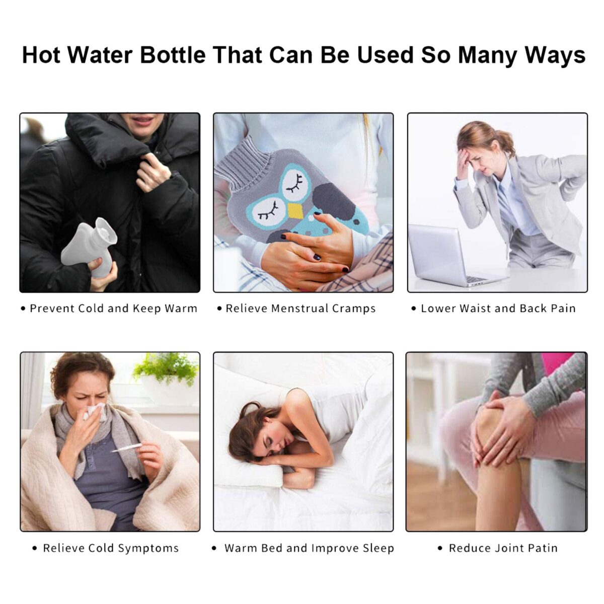 Black Hello Kitty Small Hot Water Bag with Cover Ã¢â‚¬â€œ Pain Relief & Warmer - Image 3
