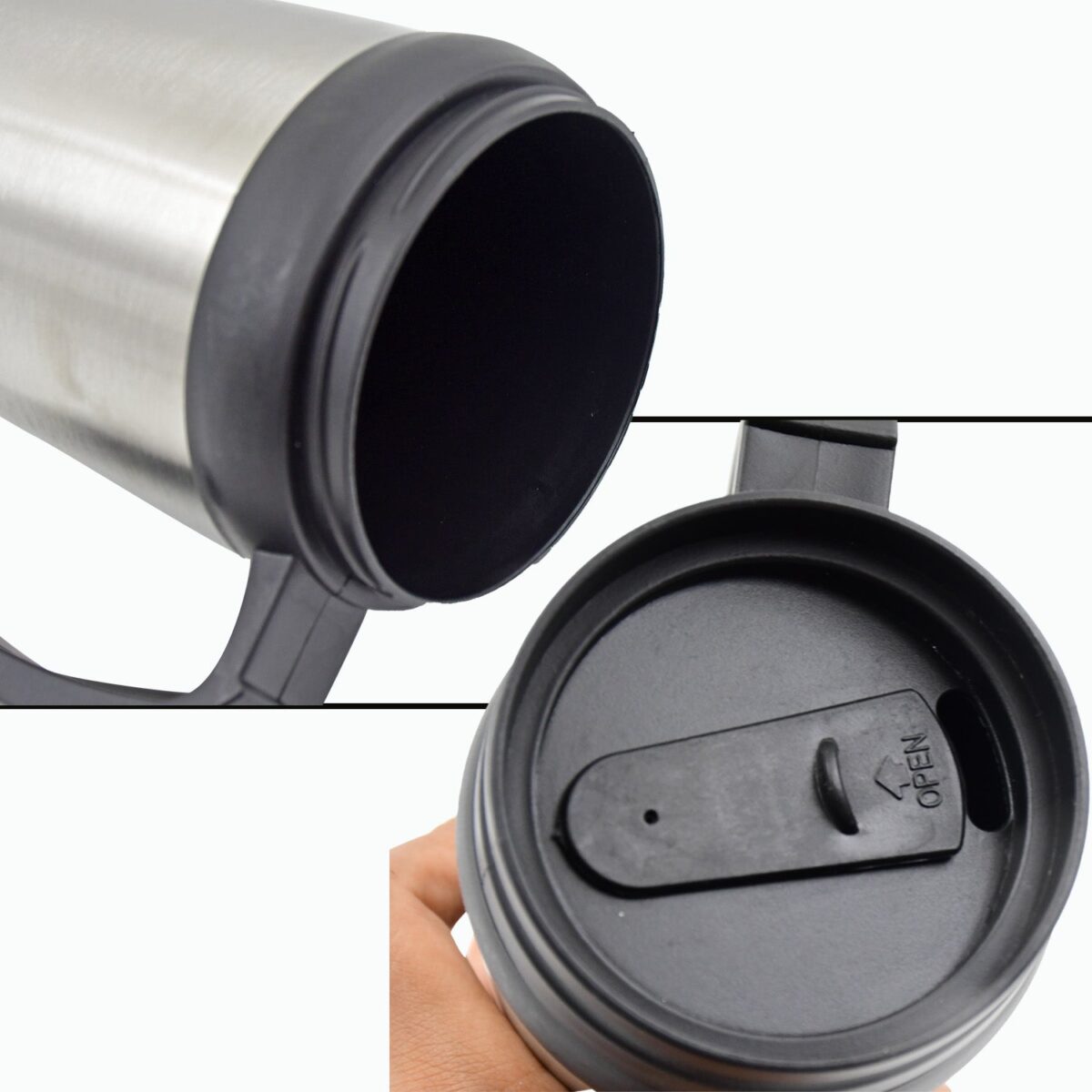 Stainless Steel Vacuum Glass Insulated Glass Coffee Cups (With Lid & Handle / 1 pc) - Image 10