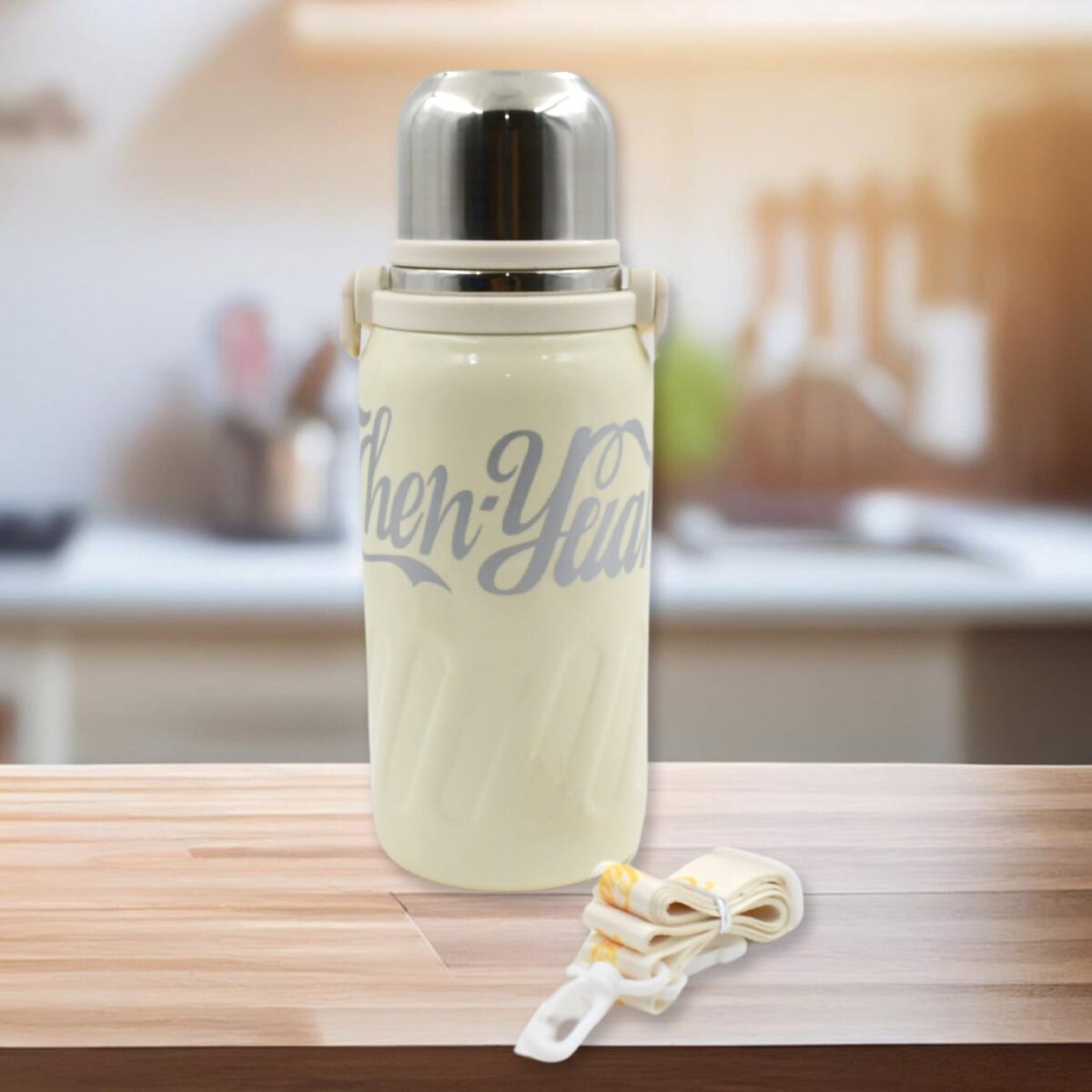 Stainless Steel Vacuum Insulated Water Bottle | Leak Proof Flask for Tea Coffee | Reusable Water Bottle with Hanging Strap | Bottle for Hot & Cold Drinks Wide Mouth Water Flask 1200 ML - Image 1