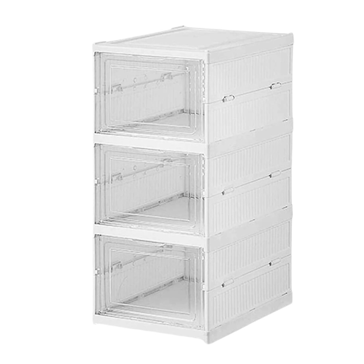 Stackable Multifunctional Storage, for Clothes Foldable Drawer Shelf Basket Utility Cart Rack Storage Organizer Cart for Kitchen, Pantry Closet, Bedroom, Bathroom, Laundry (3 Layer / 1 Pc) - Image 1