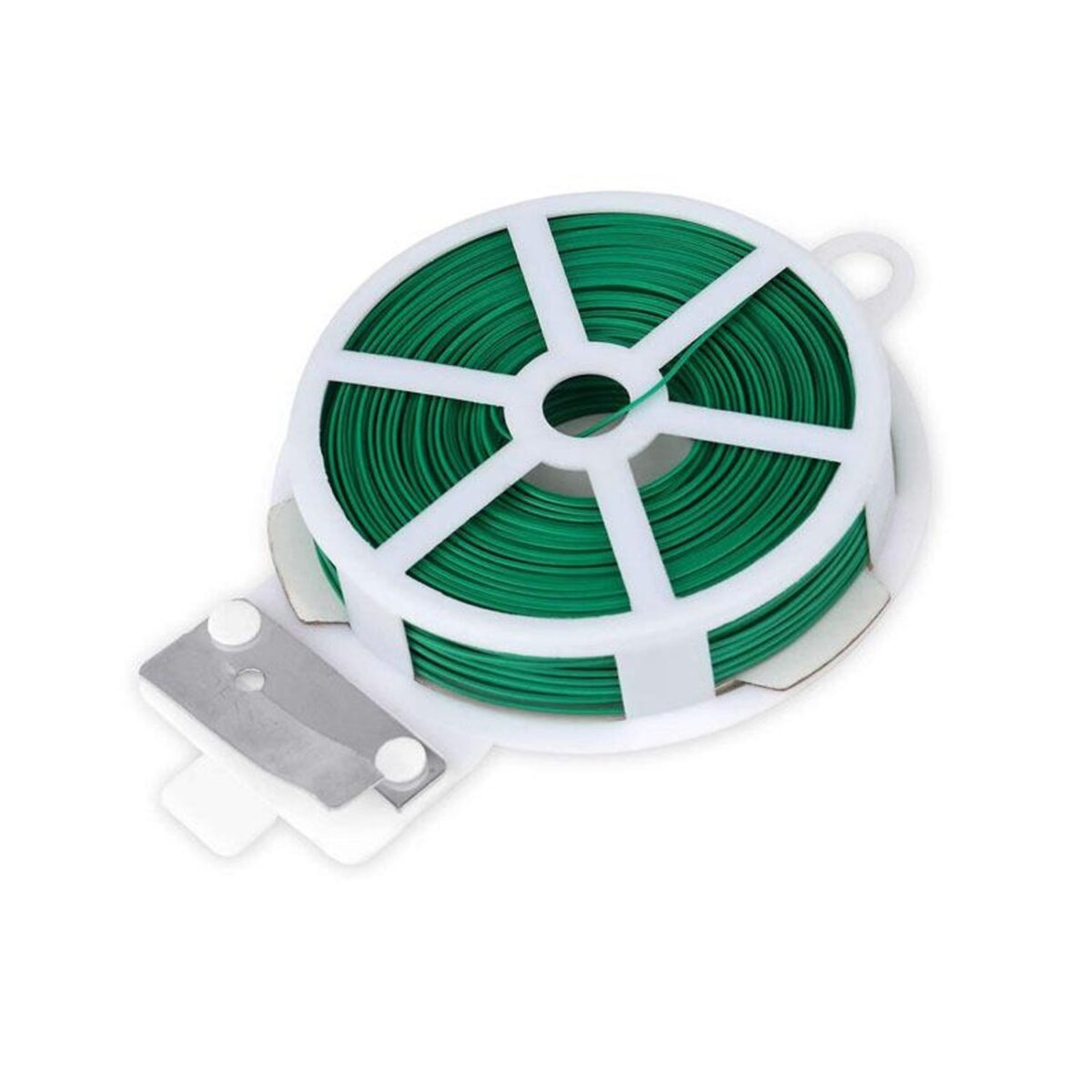 Plastic Twist Tie Wire Spool With Cutter For Garden Yard Plant 50m (Green) - Image 1