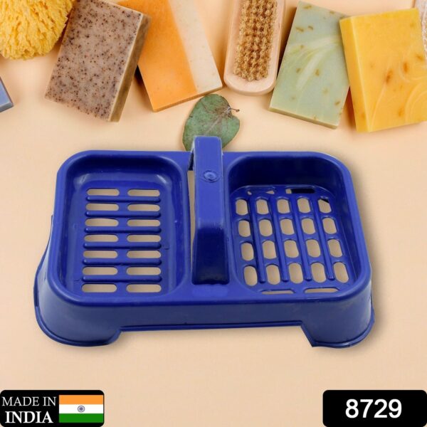 2in1 Plastic Soap Case, Dual Section Soap Holder for Bathroom or Kitchen Sink (1 Pc / Multicolor)
