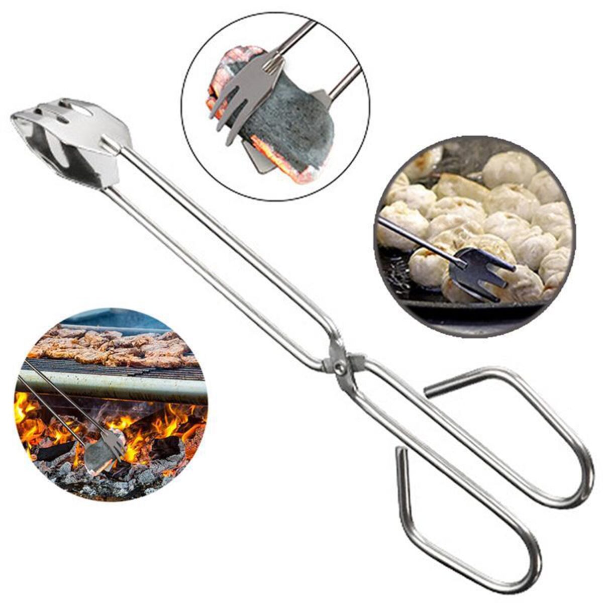31cm Multi-Functional Metal BBQ Tongs for Serving (Clamp, Durable) - Image 3