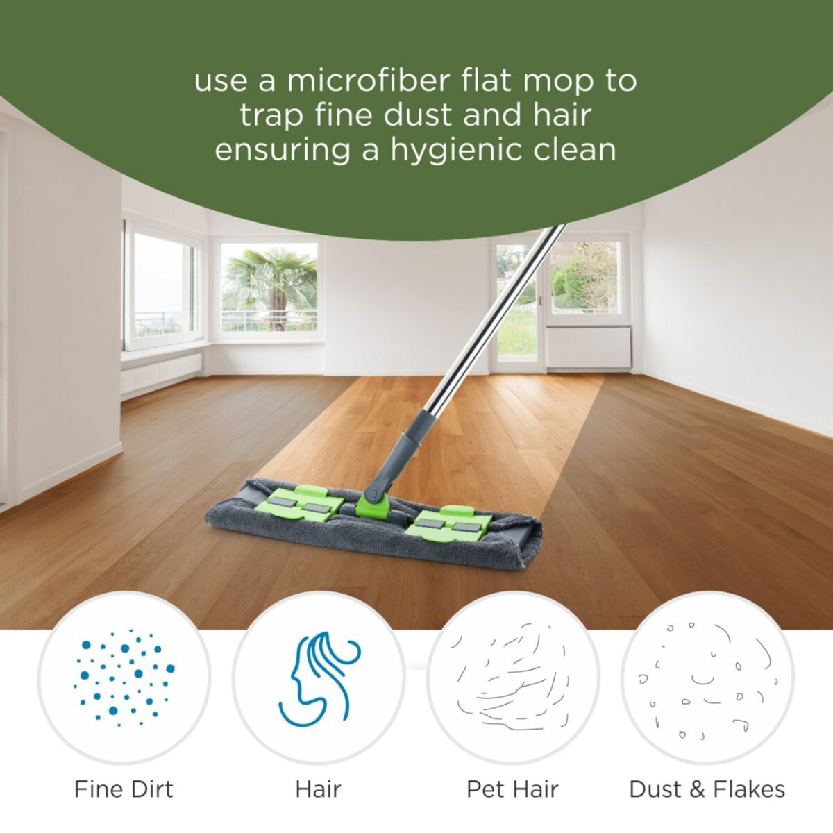 Multipurpose Wet and Dry Cleaning Microfiber Flat MOP Floor Cleaning Mop with , 360 Degree Rotating Head and Telescopic Handle Steel Rod Long Handle Dry Mops, Standard (1 Piece, Multi-Colour) - Image 6
