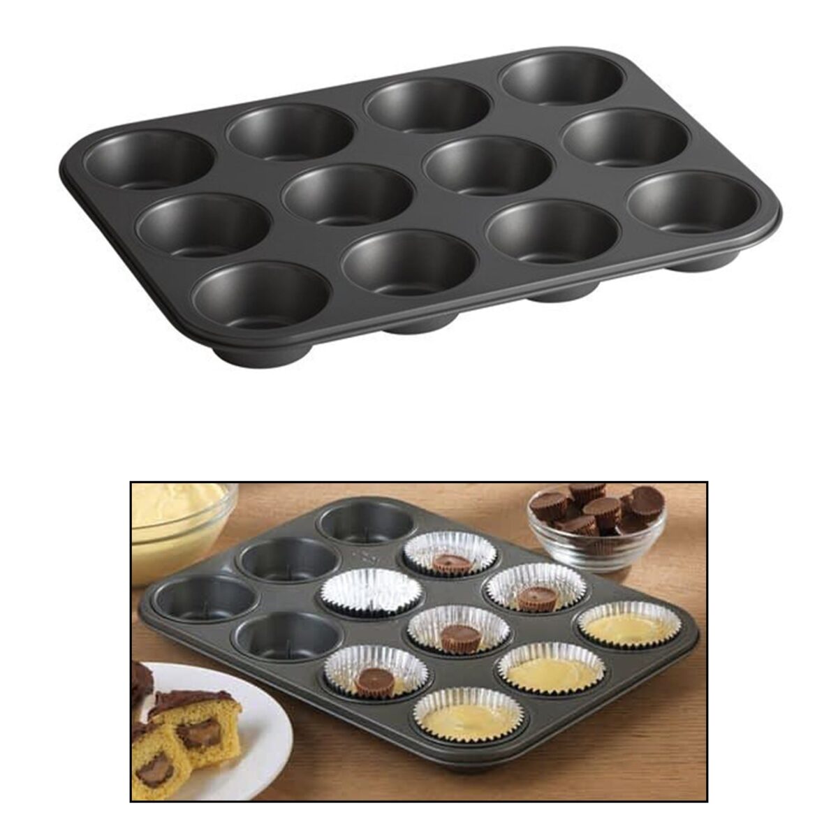 Nonstick Aluminium Muffin Tray Cupcake Pan Tray (12 Cup Cavities) - Image 1