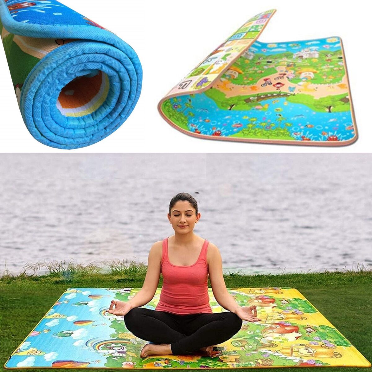 Waterproof Double Side Baby Play Floor Mat for Kids Home With Bag (Size 120 x 180cm) - Image 3