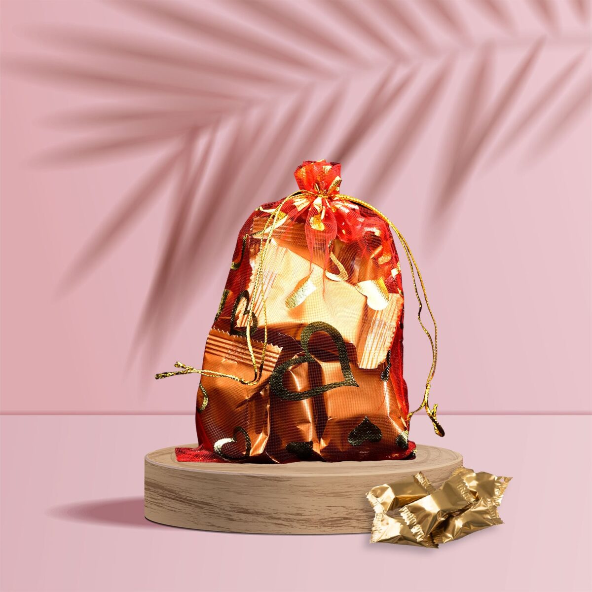 Net Fabric Drawstring Pouch Ã¢â‚¬â€œ Ideal for Dry Fruits, Organza Shagun Potli (Mix Sizes & Design) - Image 6
