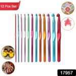 Aluminium Multicolor Knitting Needles, Crochet Kit (12 Pcs Set) - Image 2