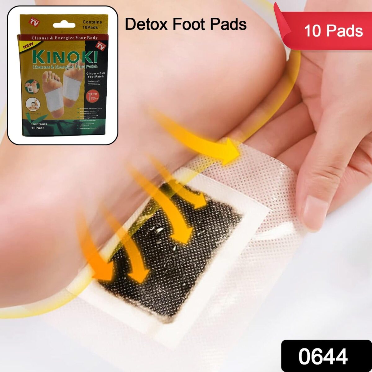 kinoki Cleansing Detox Foot Pads, Ginger & salt Foot Patch -10pcs (Free Size, White) - Image 3