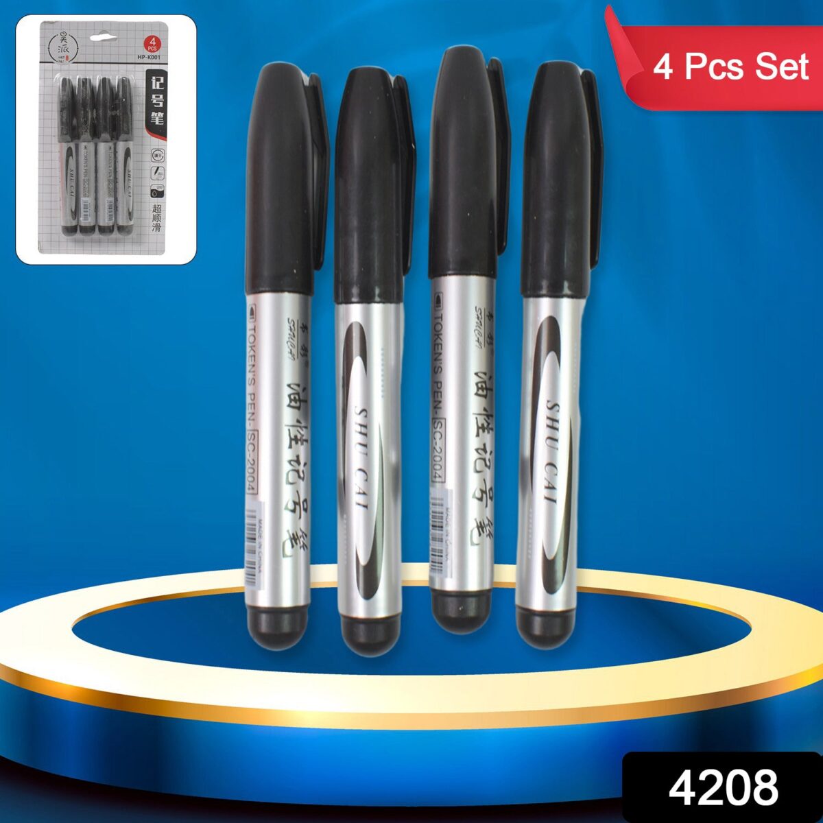 Black Marker used in all kinds of school, college (4 Pcs Set) - Image 2