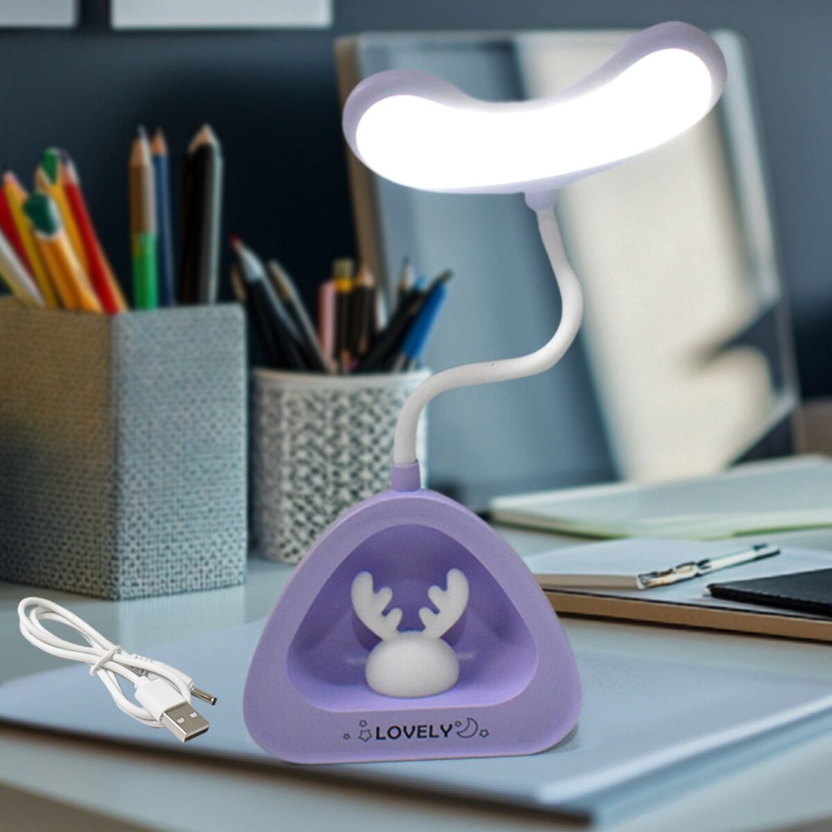 Cute Lovely LED Desk Light, LED Lamps Button Control (1 Pc) - Image 1