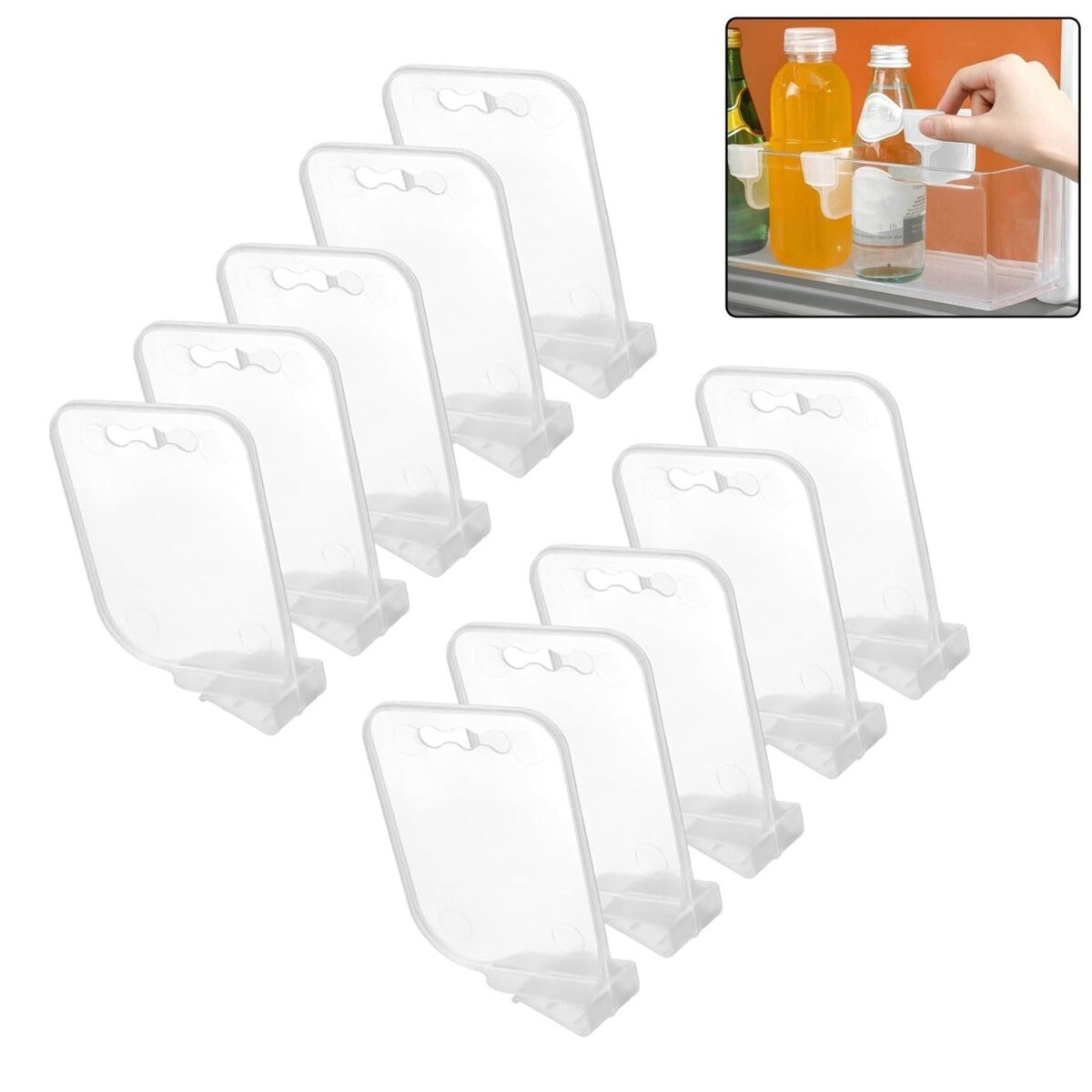 Plastic Storage Baskets Space allocator, Refrigerator Organizer Bins partition Clip (10 Pcs Set) - Image 1