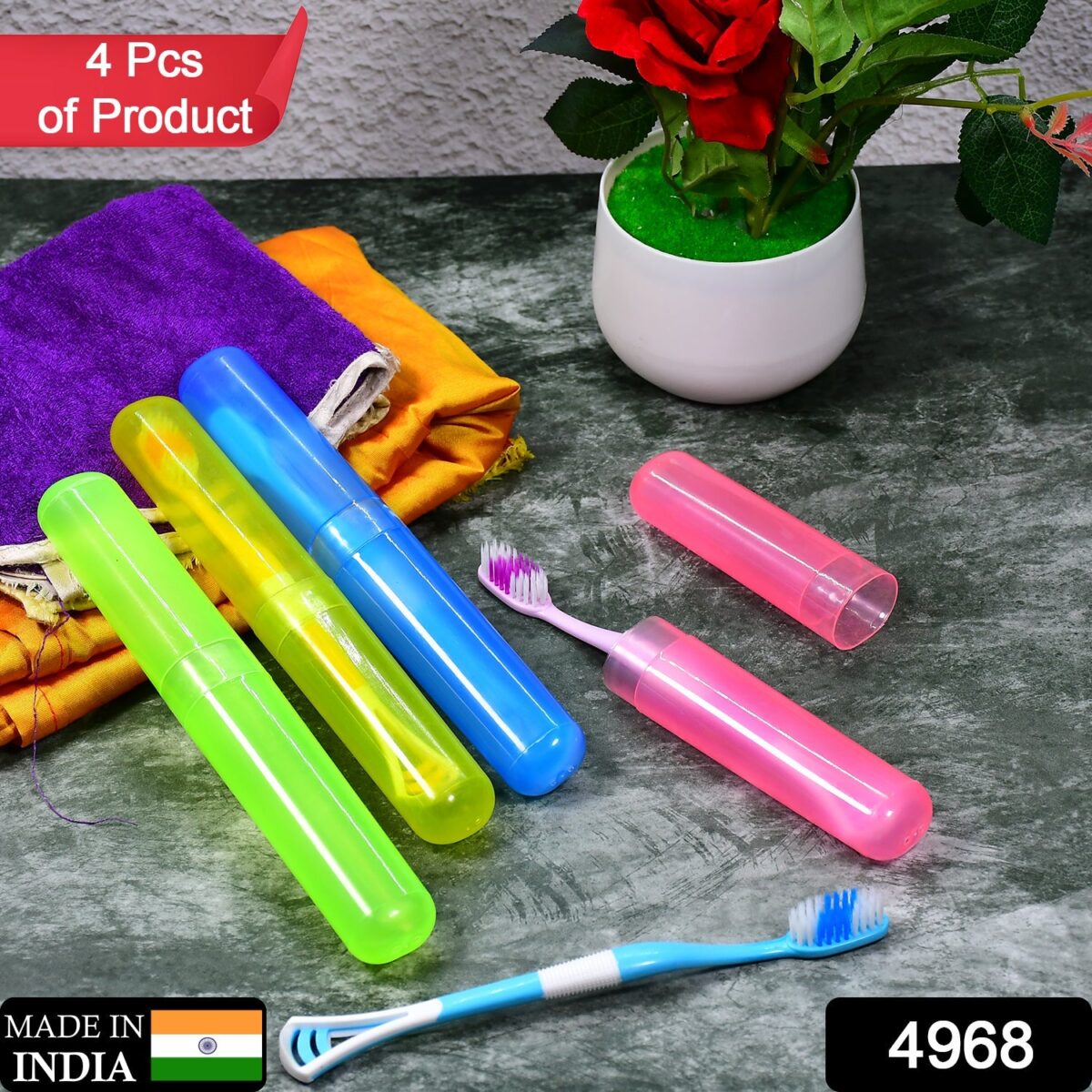 4-Piece Anti-Bacterial Plastic Toothbrush Cover Set Ã¢â‚¬â€œ Travel Holder Cases - Image 2