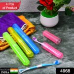 4-Piece Anti-Bacterial Plastic Toothbrush Cover Set â€“ Travel Holder Cases - Image 2