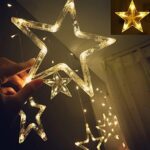 12 Stars LED Curtain String Lights with 8 Flashing Modes for Home Decoration, Diwali & Wedding LED Christmas Light Indoor and Outdoor Light ,Festival Decoration  (Warm White / With Box) - Image 3
