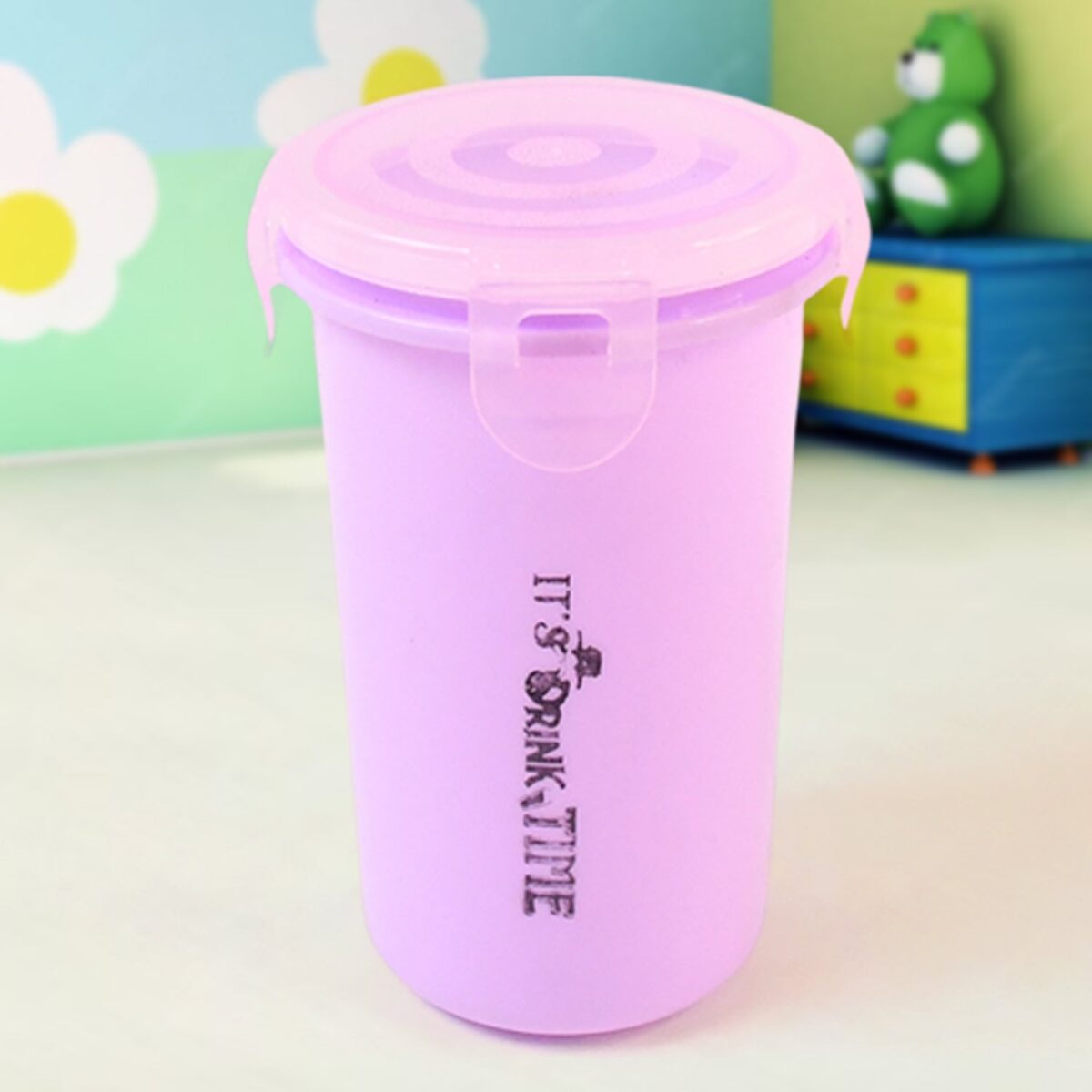 Plastic Lunch Box With Small Box, Bottle & Sponn for Kids Lunch Box (4 Pc Set) - Image 3