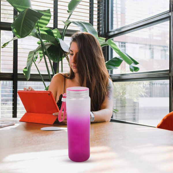 Motivational Glass Water Bottle Colorful potable Water Glass Bottle With Rubber Band,Â Daily Intake Hourly Water Bottle to Ensure You Drink Enough Water Throughout The Day Reusable Cycling Gym, Workout Fitness Bottle (350 ML)