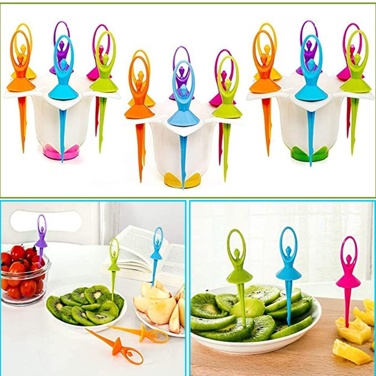 Dancing Doll Fruit Fork Cutlery Set with Stand Set of 6. - Image 5