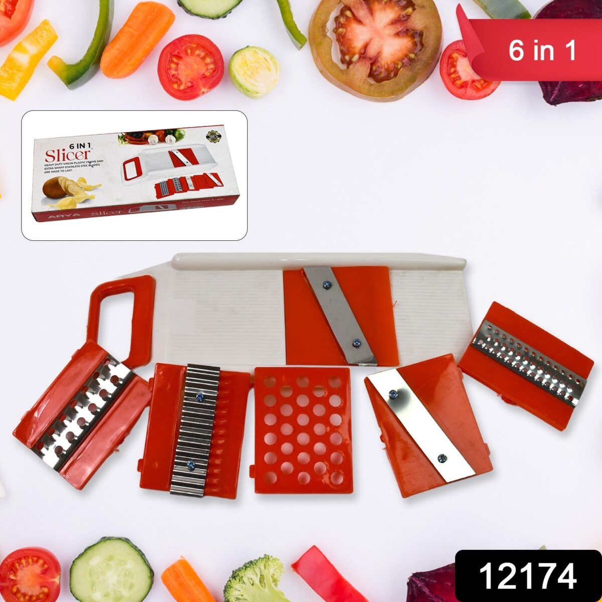 Plastic 6 in 1 Vegetables Slicer, Cutter and Fruit Dicer Grater (1 Set) - Image 2
