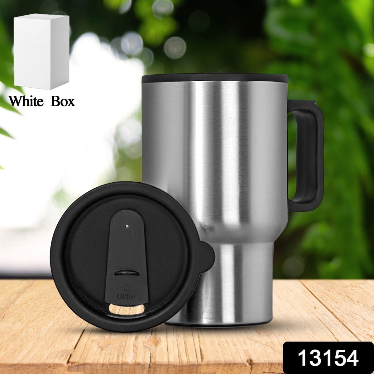 Stainless Steel Vacuum Glass Insulated Glass Coffee Cups (With Lid & Handle / 1 pc) - Image 2