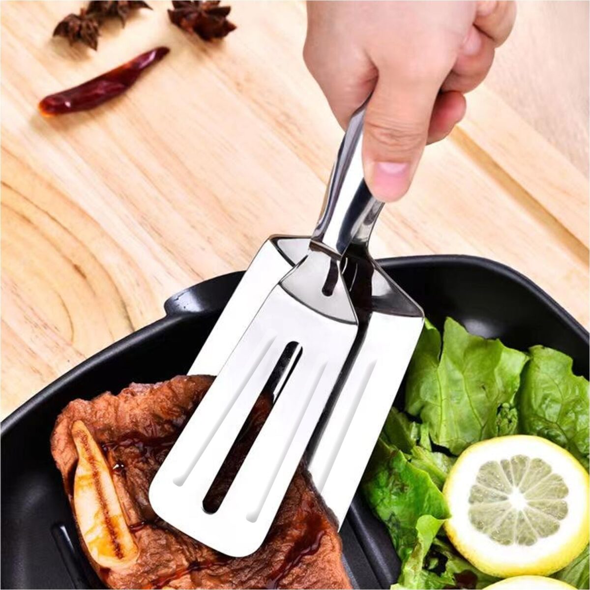 Multifunction Stainless Steel Cooking & BBQ Tongs - Image 1