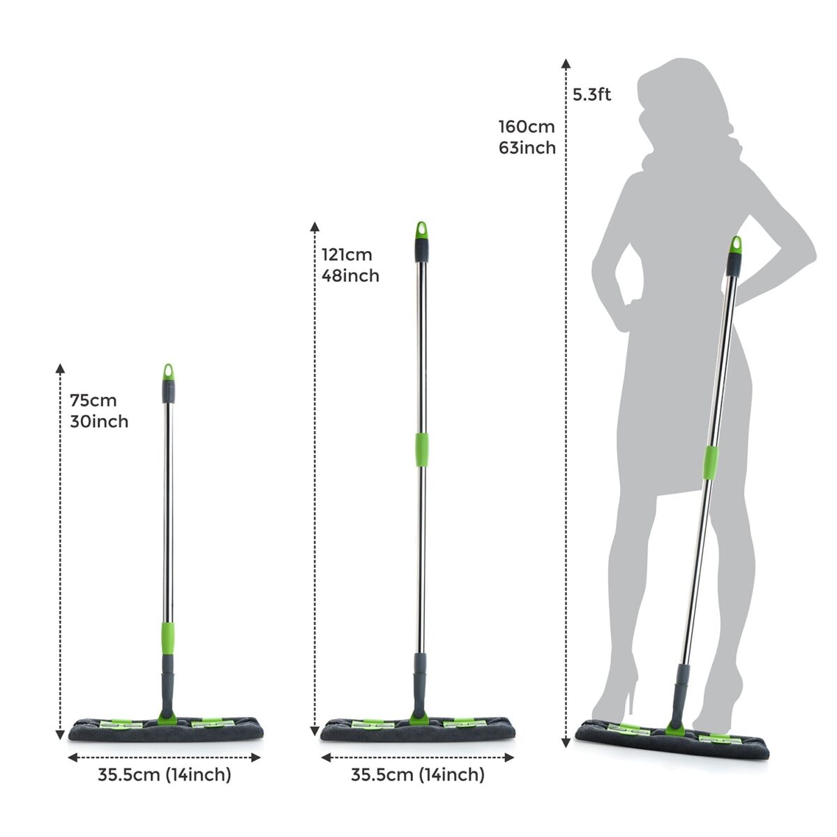 Multipurpose Wet and Dry Cleaning Microfiber Flat MOP Floor Cleaning Mop with , 360 Degree Rotating Head and Telescopic Handle Steel Rod Long Handle Dry Mops, Standard (1 Piece, Multi-Colour) - Image 5
