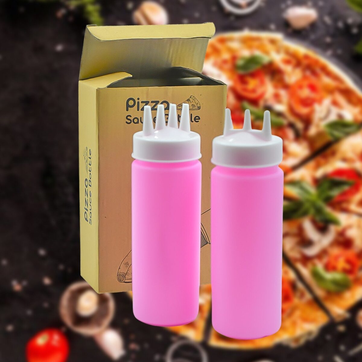 Plastic Bottles with 3 Nozzel for Sauce, Mayonnaise, Chocolate Syrup (Pack of 2Pc) - Image 1