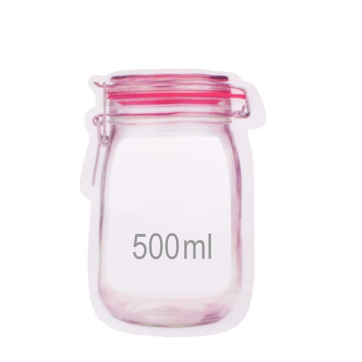 Reusable Airtight Seal Plastic Food Storage Mason Jar Zipper (500ml) - Image 6