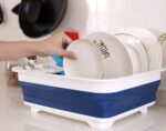 Collapsible Folding Silicone Dish Drying Drainer Rack with Spoon Fork Storage Holder - Image 3