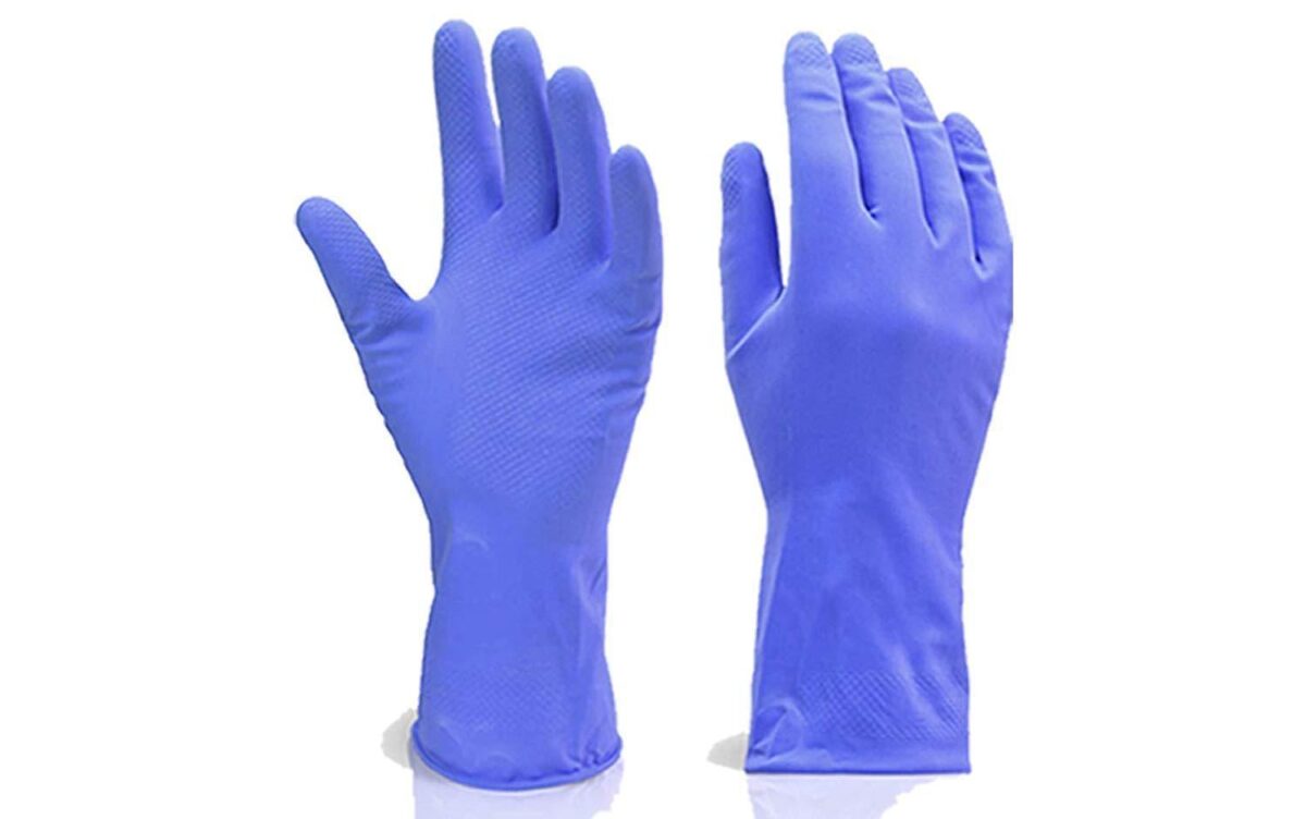 Flock line Reusable Rubber Hand Gloves (Blue) - 1pc - Image 1