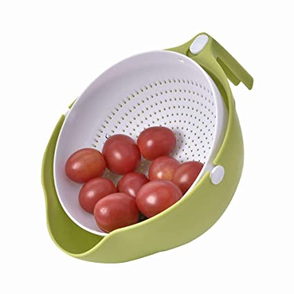 51uYYMO5gVL._SX425.jpg Multi-Functional Washing Fruits and Vegetables Bowl & Strainer with Handle - Image 5