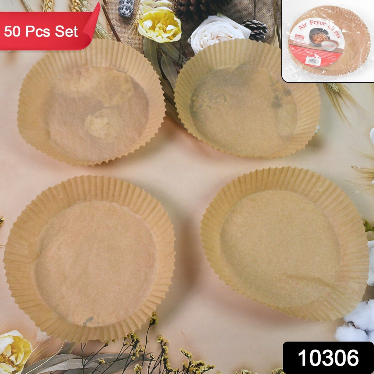 Round Air Fryer Disposable Paper Liner  (50 Pcs Set / 160mmx45mm) - Image 2
