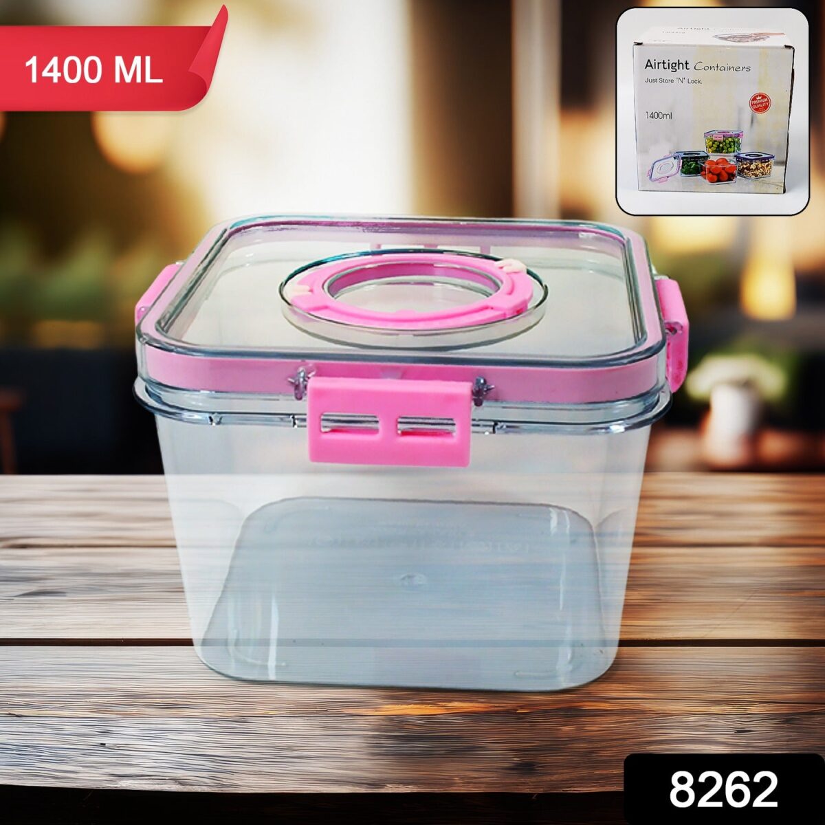 High Quality Plastic Food Storage Container Clear Washable Refrigerator Food Box Food Container Fruit Box Container with Lid (1400 ML) - Image 2