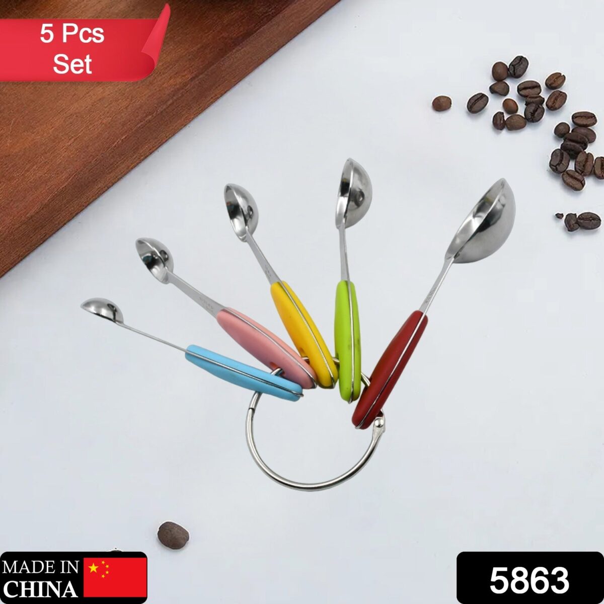 Measuring Cups and Spoons Stackable Set with Silicone Handle(5 Pc Set) - Image 2
