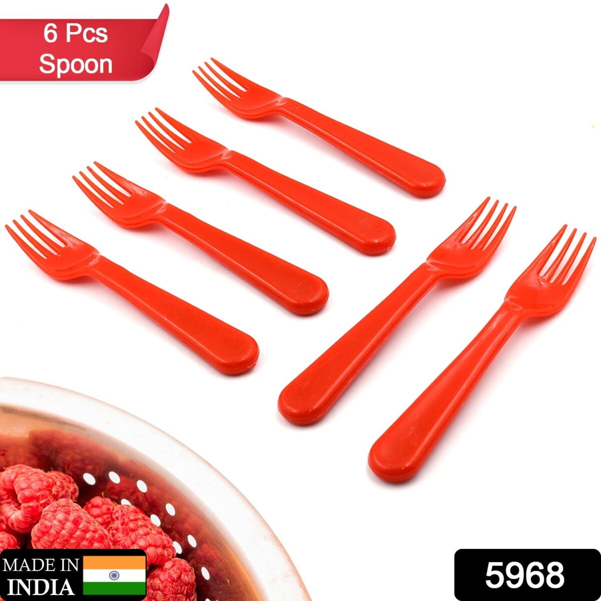 Plastic Fork Spoon, Fork Spoon Set, Fruit Fork Spoon Set | Baby Fork Spoon/Vegetable Fork Spoon, Plastic Salad Spoon, Dessert Spoon (6pc set) - Image 2