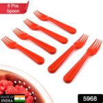 Plastic Fork Spoon, Fork Spoon Set, Fruit Fork Spoon Set | Baby Fork Spoon/Vegetable Fork Spoon, Plastic Salad Spoon, Dessert Spoon (6pc set) - Image 2