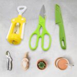 Multifunction Kitchen Tool Set – Stainless Steel & Plastic Knife and Scissors - Image 5