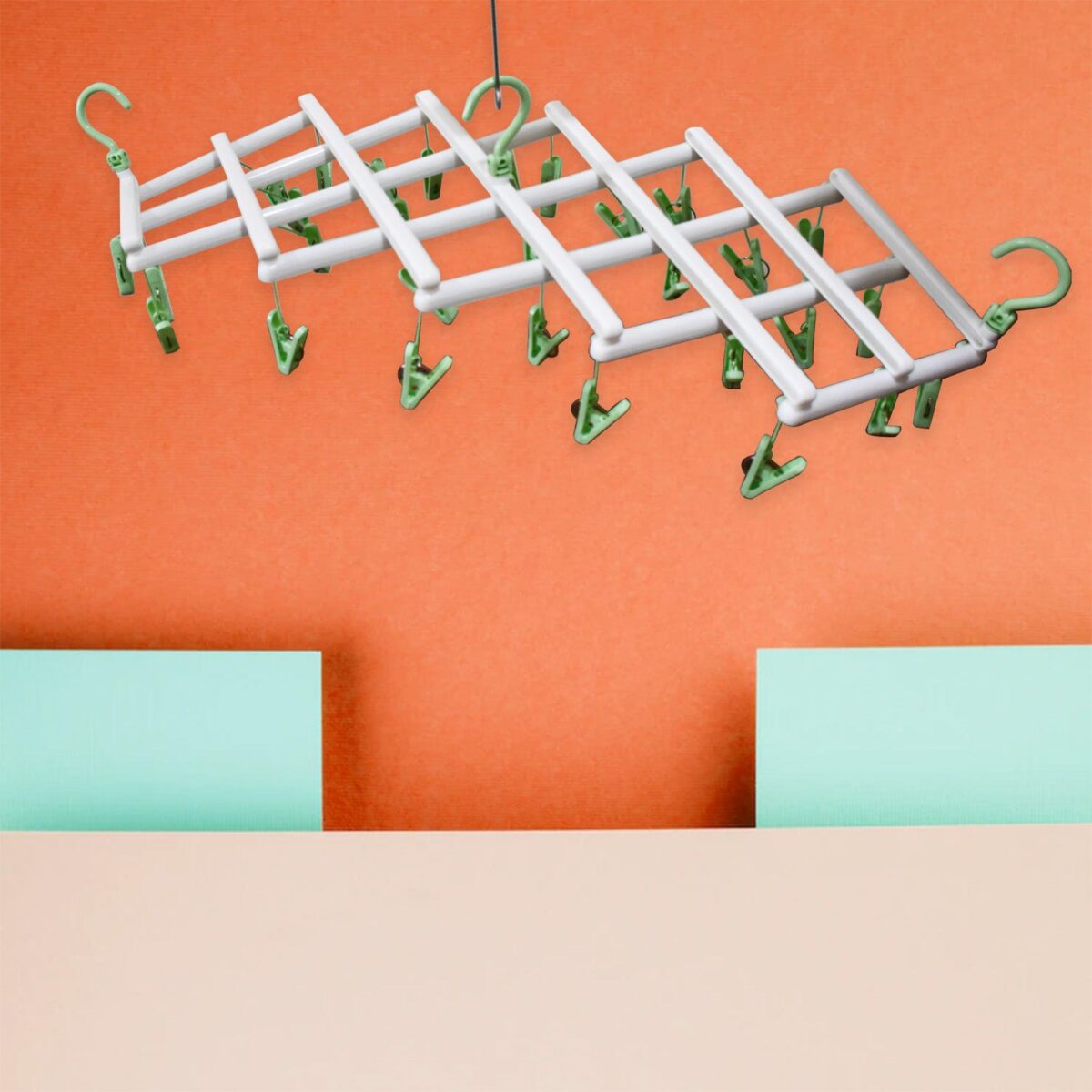 Big Adjustable Clothes Hanger, Windproof Tumble Dryer, Extendable, Socks Washing Liner, Plastic Drying Rack, Sock Hanger, Foldable Hanger, Underwear Dryer with 29 Clips - Image 3