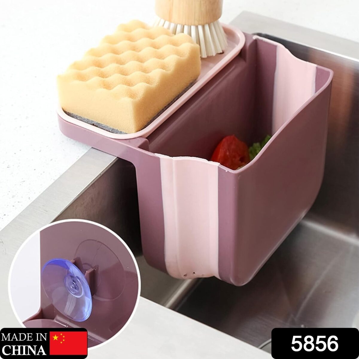 Small Multifunction Sink Drain Basket - Universal & Foldable - Sink Trash Holder Sink Side Storage Drainer Strainer Basket, Foldable Kitchen Sink Drain Strainer for Food,Dish Drainer for Fruits, Vegetables - Image 2