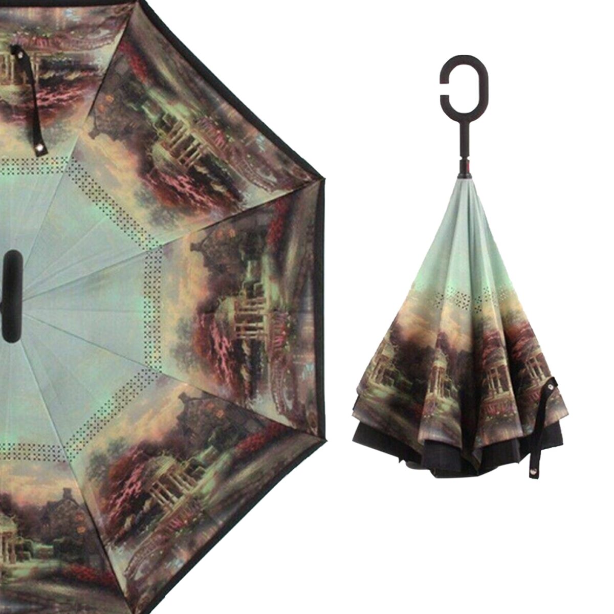 Printed Travel Windproof Umbrella (Reverse Umbrella) - Image 1