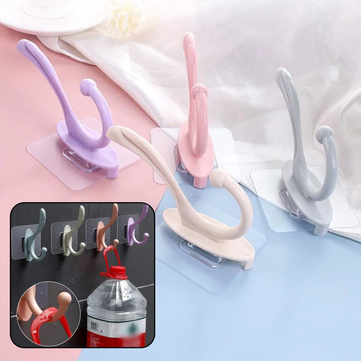 Self Adhesive Plastic Wall Hook for Home - Image 9