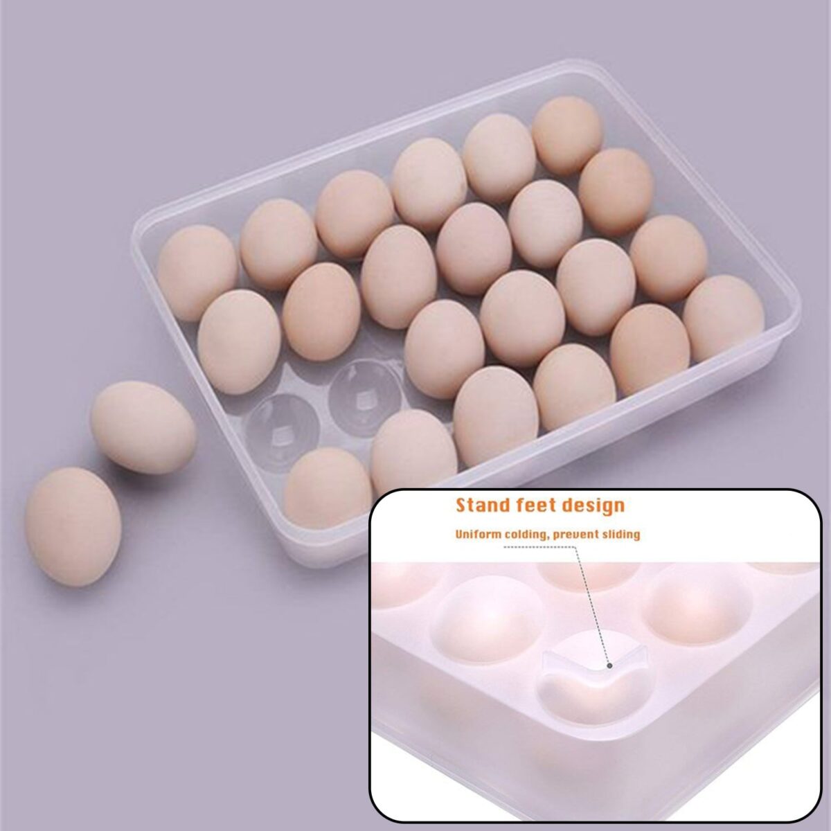 24 Grids Plastic Egg Box Container Holder Tray for Fridge with Lid for 2 Dozen Egg Tray - Image 6