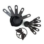 Plastic Measuring Cups and Spoons (11 Pcs, Black) With butterfly shape Holder - Image 4