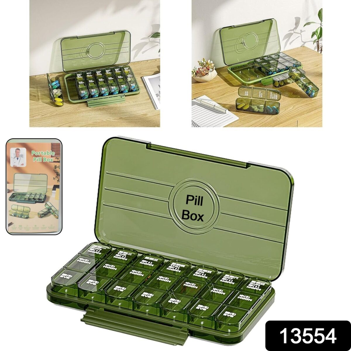 Portable Weekly Pill Box Organiser Daily Pill Keeper 21 Grid Container (1 Pc) - Image 2