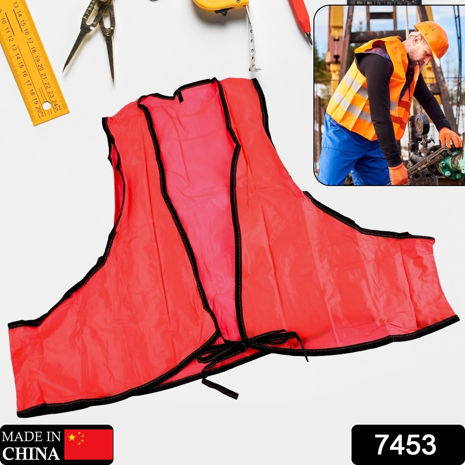 60496f74-e1b3-4525-af32-574609f2e154.jpg Economy PVC Safety Vest ââ¬â Soft Vinyl, Tie Closure, High Visibility - Image 2