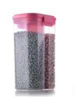 Plastic 2 Sections Air Tight Transparent Food Grain Cereal Storage Container (2 ltr) (With Box) - Image 4