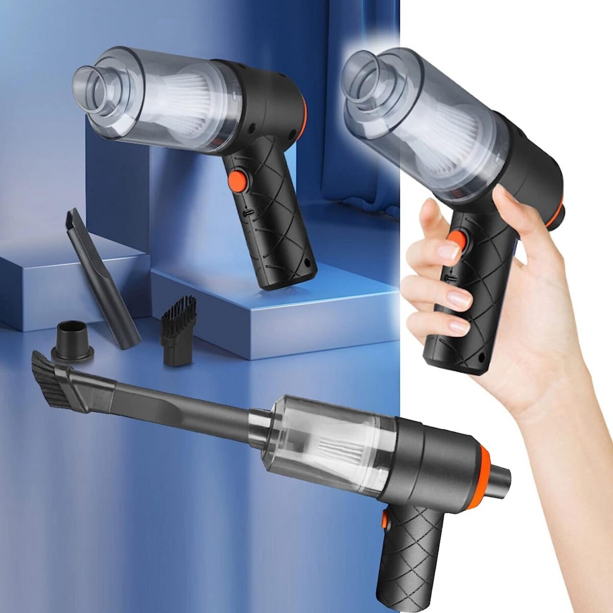 Vacuum Cleaner Dust Collection 2 in 1 Car Vacuum Cleaner High-Power Handheld Wireless Vacuum Cleaner Home Car Dual-use Portable USB Rechargeable Mini Car Vacuum for Vehicle, Home and Offic - Image 7