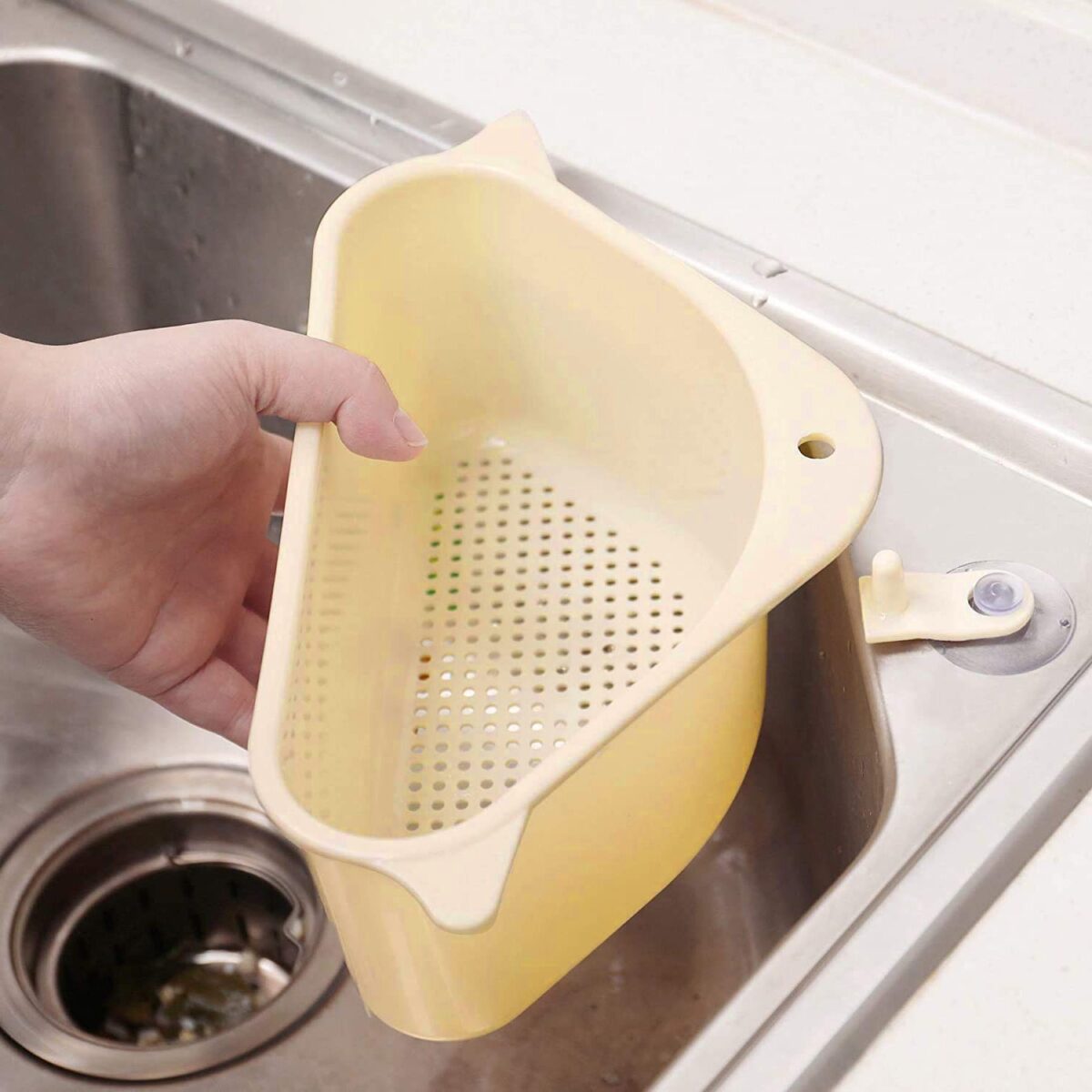 Triangular Multi Functional Drainer Shelf Sink Storage Holder - Image 2
