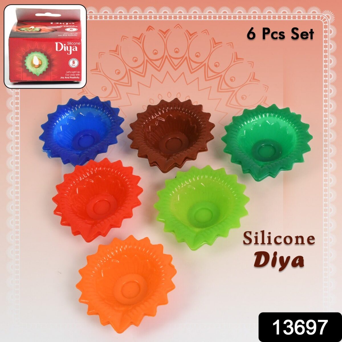 Silicone Diya for Diwali Attractive Design Colourful Diya Combo (6 Pcs Set) - Image 2