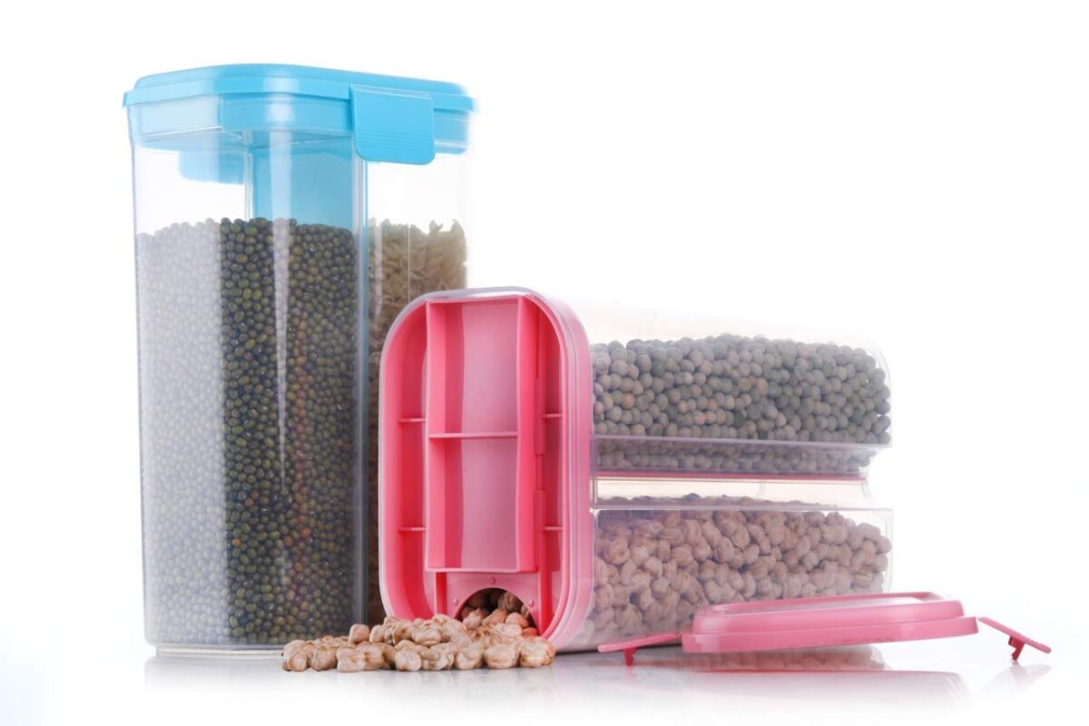 Plastic 2 Sections Air Tight Transparent Food Grain Cereal Storage Container (2 ltr) - Image 6